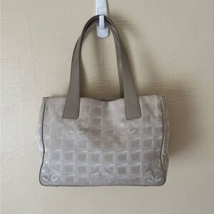 CHANEL Beige Nylon Travel Line Tote Bag